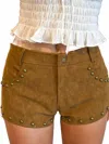 Sky To Moon Stud Muffin Micro Shorts In Sienna In Brown