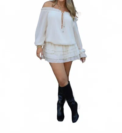 Sky To Moon Suzu Ruffle Romper In Beige In White