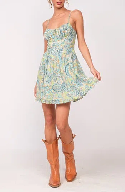 Sky To Moon Sweetheart Neck Minidress In Green