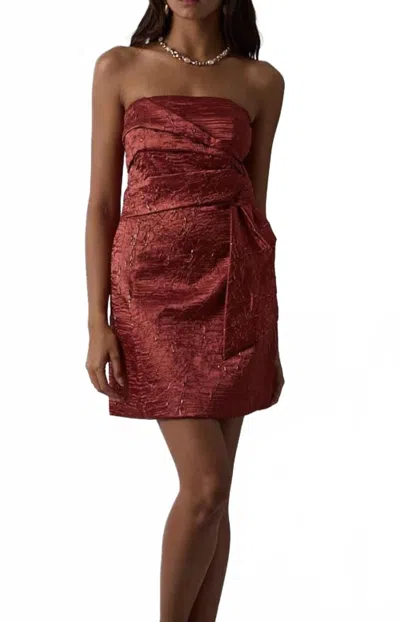 Sky To Moon Textured Twisted Tie Mini Dress In Rust In Red