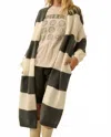 Sky To Moon The Weekend Striped Cardigan In Slate Stripe In Multi