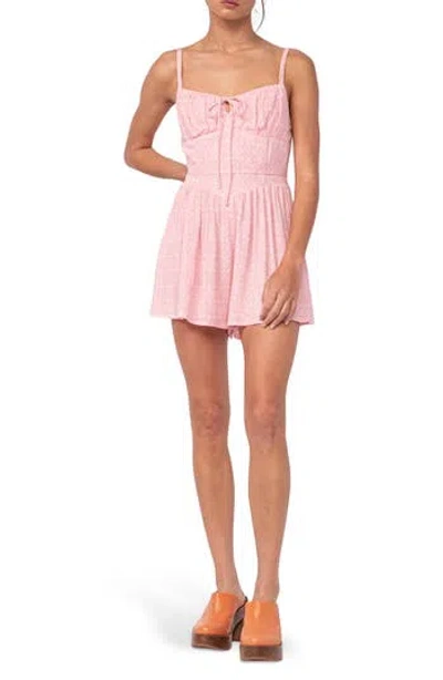 Sky To Moon Tie Front Mini Romper In Light Pink