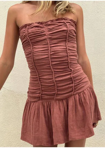 Sky To Moon Torso Fit & Flare Mini Dress In Chocolate In Pink