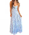 Sky To Moon Touch Floral Maxi Dress In Blue In Blue