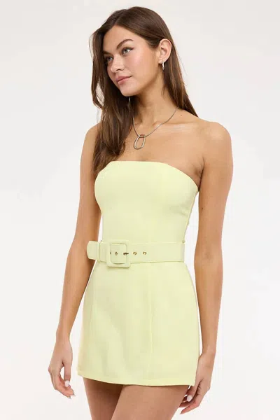 Sky To Moon Tribeca Strapless Belted Dress Romper In Sunny Yellow In Multi