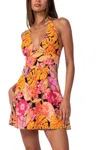 Sky To Moon Tropical Floral Halter Mini Dress In Night Flower In Multi