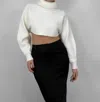 SKY TO MOON TURTLENECK KNIT ULTRA CROP SWEATER IN IVORY