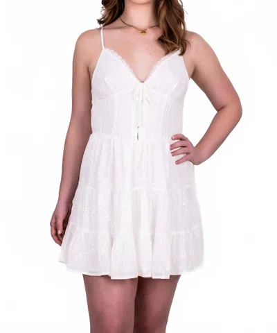 Sky To Moon Women's Eyelet Hook And Eye Mini Dress In White