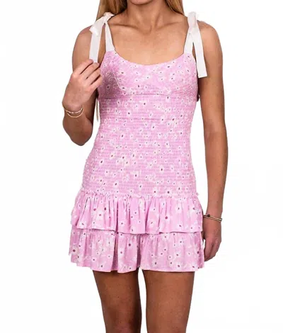 Sky To Moon Women's Floral Ruffle Hem Dress In Pink Luv Letter