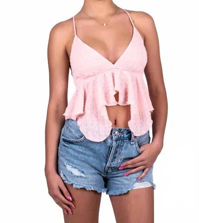 Sky To Moon Women's Hanky Hem Babydoll Tank Top In Baby Pink