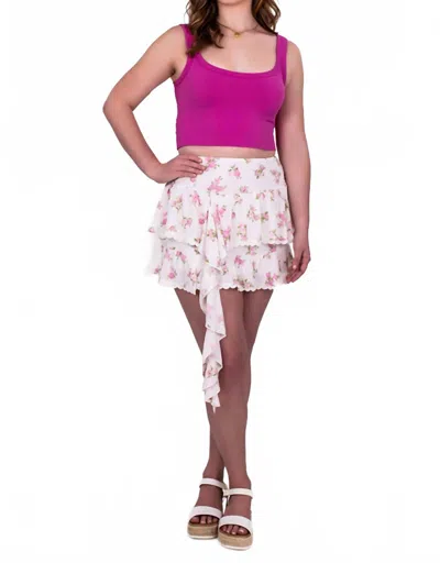 Sky To Moon Women's Scattered Roses Jellyfish Skirt In Soft Floral In White