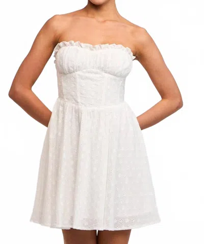 Sky To Moon Women's Strapless Corset Eyelet Dress In White In Neutral