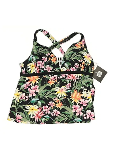 Pre-owned Skye Swimsuit Top Black Tropical Pattern Swimwear