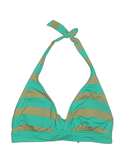 Pre-owned Skye Swimsuit Top Green Stripes Pattern Swimwear