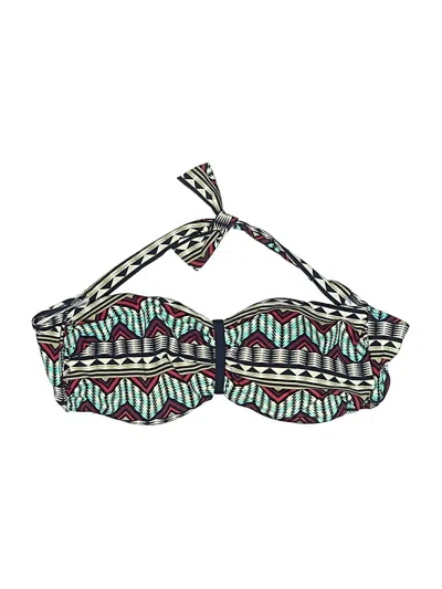 Pre-owned Skye Swimsuit Top Teal Print Pattern Swimwear