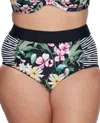 Skye Waverly High Waist Bikini Bottom - Plus In Elysian Fields In Black