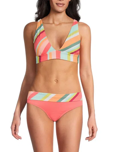 Skye Women's Amalfi Isabella Striped Bikini Top In Peach Multi
