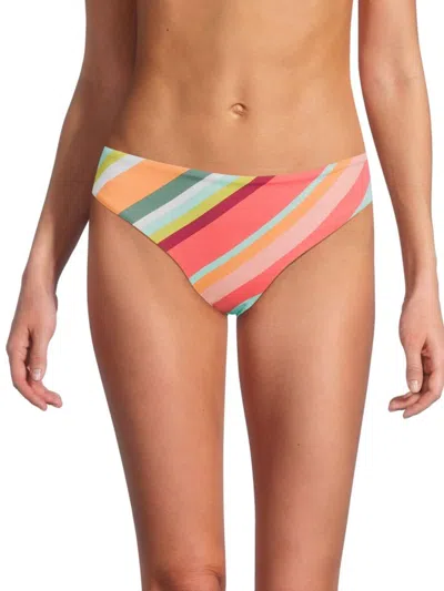 Skye Women's Amalfi Melanie Striped Bikini Bottom In Peach Multi