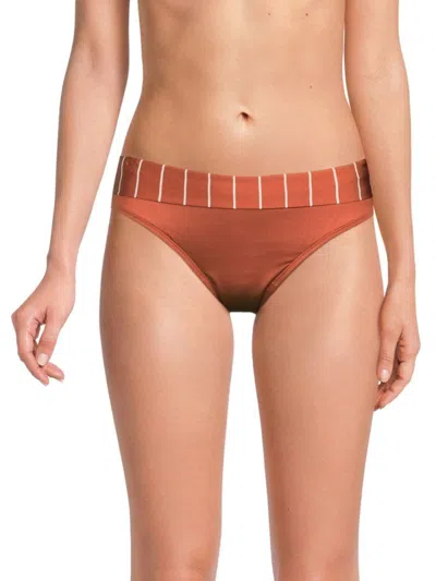 Skye Women's Genesis Striped Bikini Bottom In Terracotta