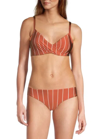 Skye Women's Genesis Striped Bikini Top In Terracotta