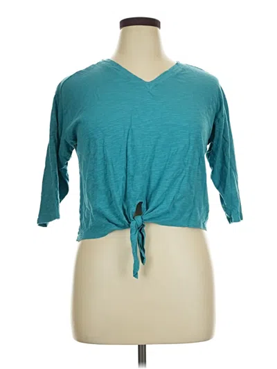 Pre-owned Skye's The Limit 3/4 Sleeve Top Teal V Neck Tops In Blue