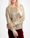 Skye's The Limit Foiled Cable Sweater In Gold