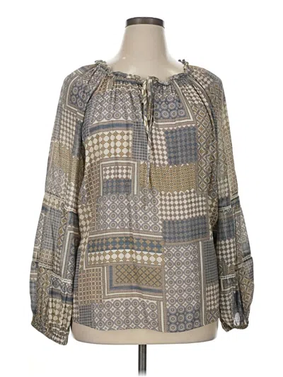 Pre-owned Skye's The Limit Long Sleeve Blouse In Gray