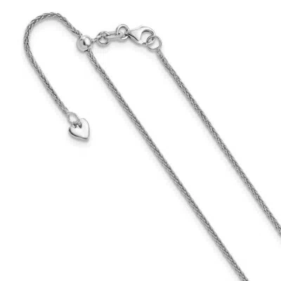 Pre-owned Skyjewelers Real 10k White Gold Adjustable 1.35mm Wheat Chain; 22 Inch; Lobsterclasp