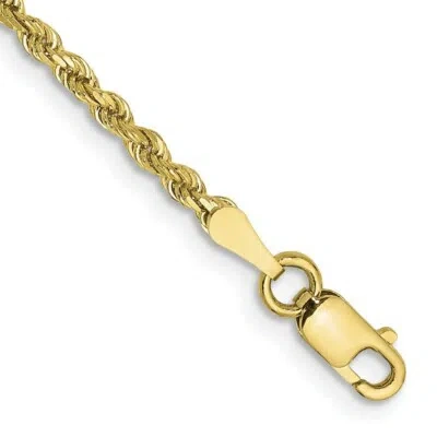 Pre-owned Skyjewelers Real 10k Yellow Gold 2mm Diamond-cut Rope Chain Bracelet; 7 Inch; Lobster Clasp