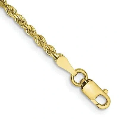 Pre-owned Skyjewelers Real 10k Yellow Gold 2mm Diamond-cut Rope Chain Bracelet; 8 Inch; Lobster Clasp