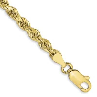 Pre-owned Skyjewelers Real 10k Yellow Gold 3.5mm Diamond-cut Rope Chain Bracelet; 7 Inch; Lobster