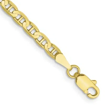 Pre-owned Skyjewelers Real 10k Yellow Gold 3mm Concave Anchor Chain Bracelet; 7 Inch; Lobster Clasp