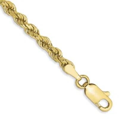 Pre-owned Skyjewelers Real 10k Yellow Gold 3mm Diamond-cut Rope Chain Bracelet; 7 Inch; Lobster Clasp