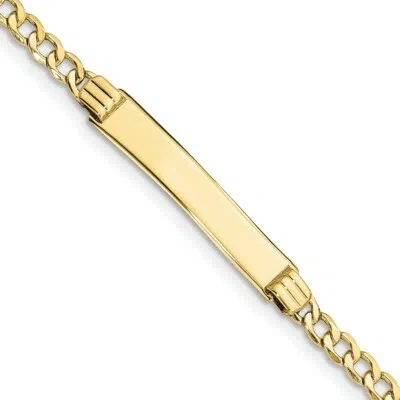Pre-owned Skyjewelers Real 10k Yellow Gold Curb Link Id Chain Bracelet; 8 Inch; Lobster Clasp