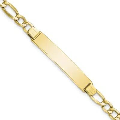 Pre-owned Skyjewelers Real 10k Yellow Gold Figaro Link Id Chain Bracelet; 8 Inch; Lobster Clasp