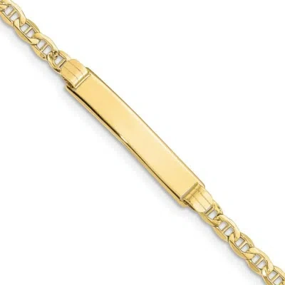 Pre-owned Skyjewelers Real 10k Yellow Gold Semi-solid Anchor Link Id Chain Bracelet; 7 Inch; Lobster