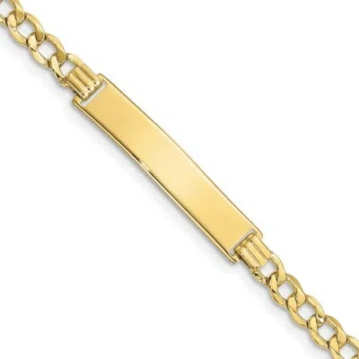 Pre-owned Skyjewelers Real 10k Yellow Gold Semi-solid Curb Link Id Chain Bracelet; 7 Inch; Lobster