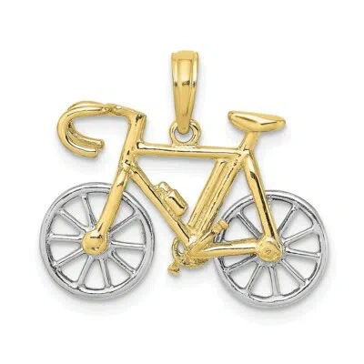 Pre-owned Skyjewelers Real 10kt Two-tone 3-d Ten Speed Bicycle Charm