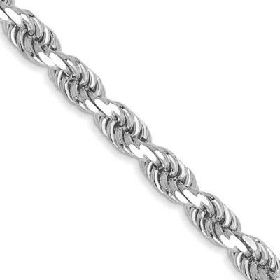Pre-owned Skyjewelers Real 10kt White Gold 3.5mm Diamond-cut Rope Chain; 24 Inch; Lobster Clasp