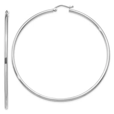 Pre-owned Skyjewelers Real 10kt White Gold Polished 2mm Tube Hoop Earrings