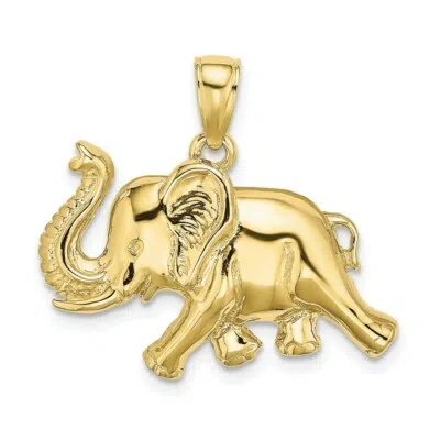 Pre-owned Skyjewelers Real 10kt Yellow Gold 2-d Elephant Running W/ Raised Trunk Charm