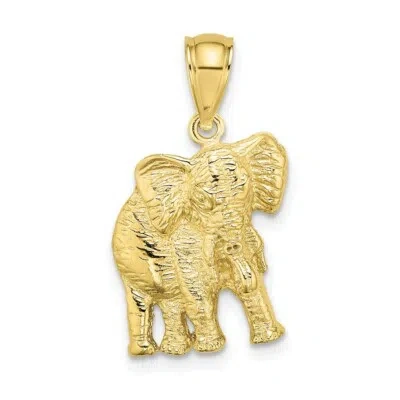 Pre-owned Skyjewelers Real 10kt Yellow Gold 2-d Elephant W/ Raised Trunk Charm
