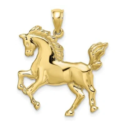 Pre-owned Skyjewelers Real 10kt Yellow Gold 2-d Horse Charm