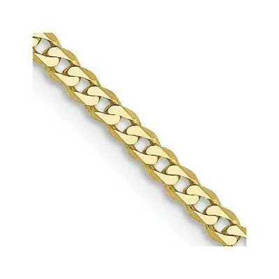 Pre-owned Skyjewelers Real 10kt Yellow Gold 2.2mm Flat Beveled Curb Chain; 24 Inch; Lobster Clasp