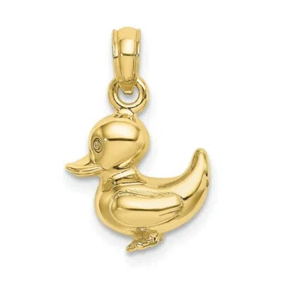 Pre-owned Skyjewelers Real 10kt Yellow Gold 3-d Duckling Charm
