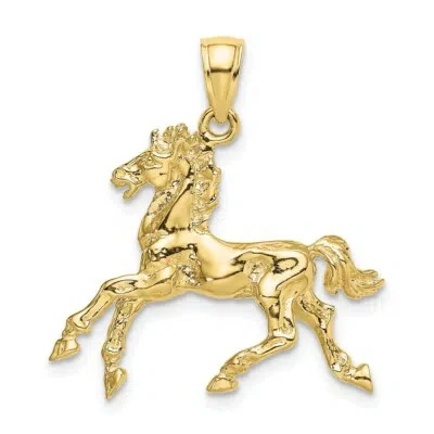 Pre-owned Skyjewelers Real 10kt Yellow Gold 3-d Horse Trotting Charm