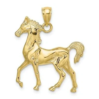Pre-owned Skyjewelers Real 10kt Yellow Gold 3-d Polished Horse Charm