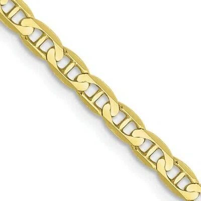 Pre-owned Skyjewelers Real 10kt Yellow Gold 3mm Concave Anchor Chain; 18 Inch; Lobster Clasp