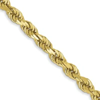 Pre-owned Skyjewelers Real 10kt Yellow Gold 3mm Diamond-cut Rope Chain; 18 Inch; Lobster Clasp