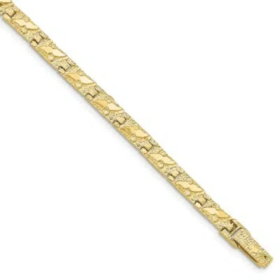 Pre-owned Skyjewelers Real 10kt Yellow Gold 4.0mm Nugget Chain Bracelet; 7 Inch